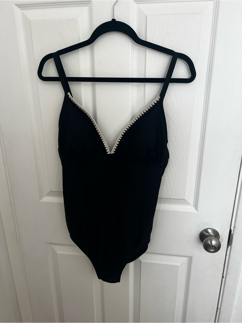 Kona Sol Black One-Piece Swimsuit with White Trim